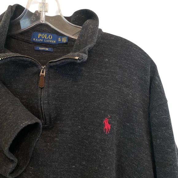 Polo Ralph Lauren Other - Polo‎ Ralph Lauren Men XL Pullover Estate Rib 1/4 Zip Black Sweater Mock Neck